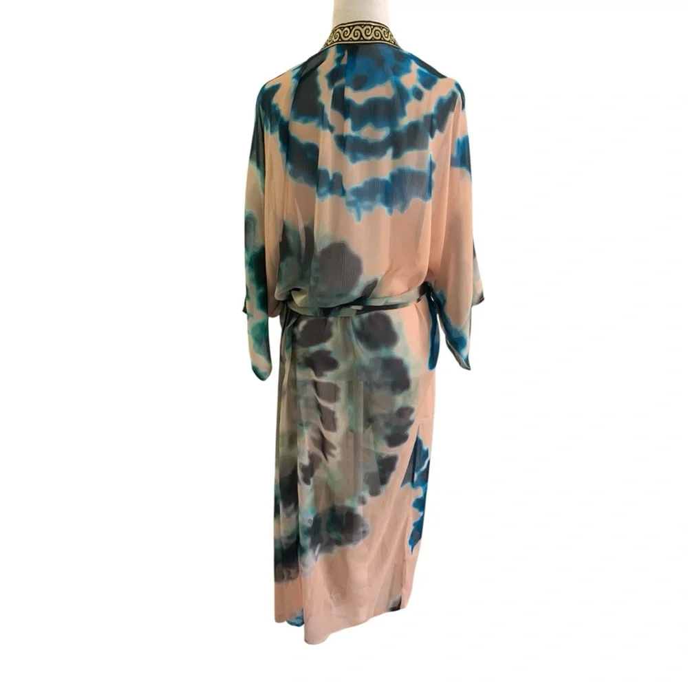 SukiSo One Size Fits Most Tie-Dye Belted Sheer Swim Beach Resortwear Cover-Up